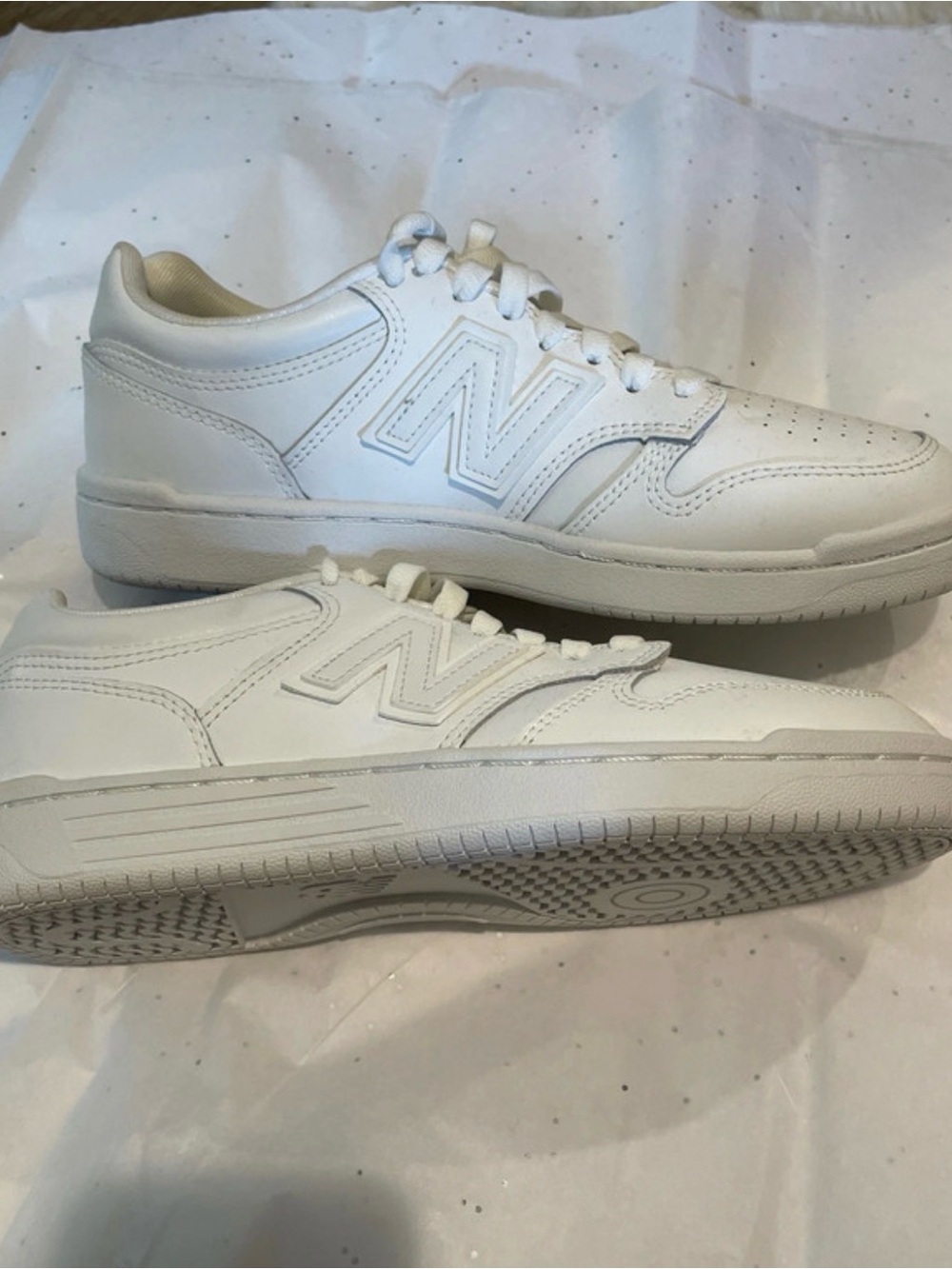 New Balance Men's White Low-Top Leather Sneakers